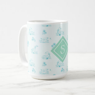 Caneca De Café Monograma de Padrão de Toalha de Ganso de País Bon