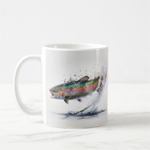 Caneca De Café Monograma de pesca de mosca-arco-íris