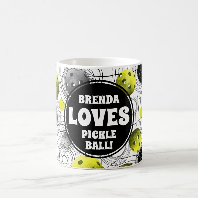 Caneca De Café Monograma de Pickleball do verde limão (Centro)