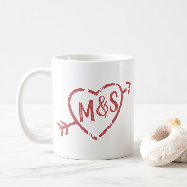 Caneca De Café Monograma de Portas de Amor Sempre e Para Sempre (Com Donut)