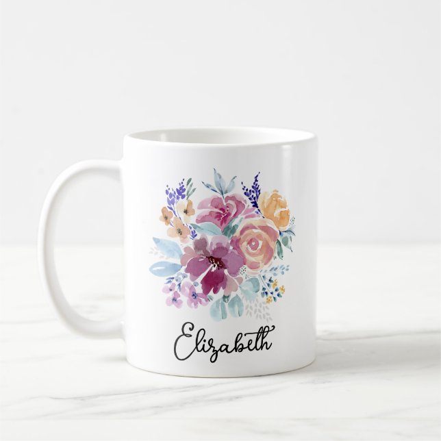 Caneca De Café Monograma de Possibilidade Floral com Primavera de (Esquerda)