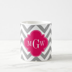 Caneca De Café Monograma de Quatrefoil 3 da framboesa do Lg