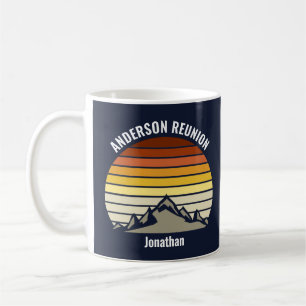 Caneca De Café Monograma de Reunião da Família Sunset Mountain 