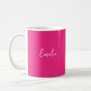 Caneca De Café Monograma de script manual rosa a quente