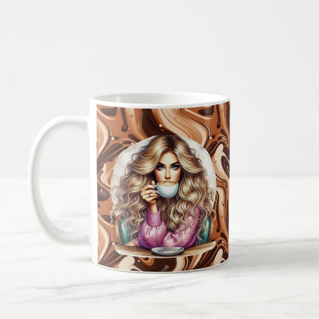 Caneca De Café Monograma de senhora fofa fresco (Esquerda)