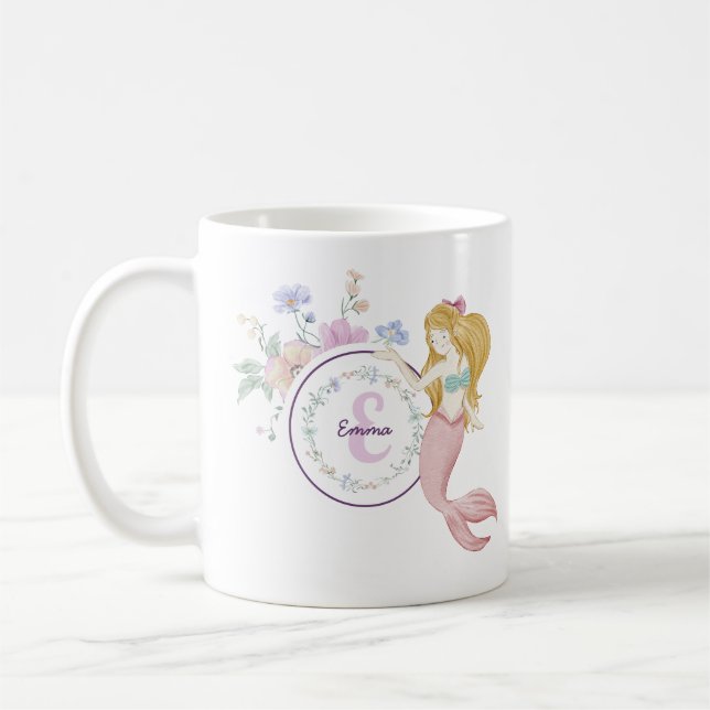 Caneca De Café Monograma de Sereias Quimônicas (Esquerda)