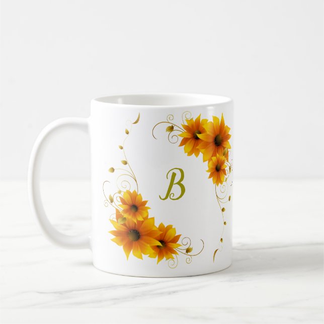 Caneca De Café Monograma de SunFlowers (Esquerda)