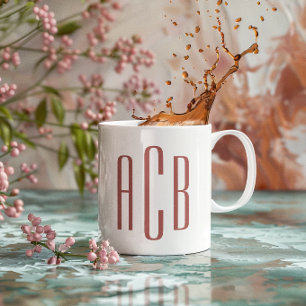 Caneca De Café Monograma de Três Letras em Terracota Macia Modern