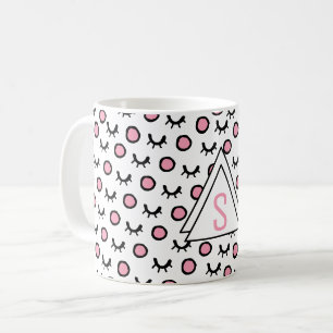 Caneca De Café Monograma de Triângulo Geométrico de Olhos Fechado