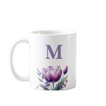 Monograma de Tulipas Púrpura Personalizado