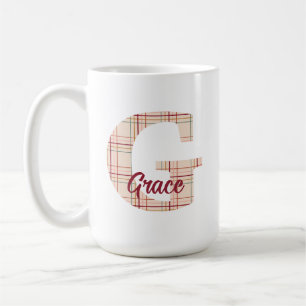 Caneca De Café Monograma de xadrez de Natal personalizado