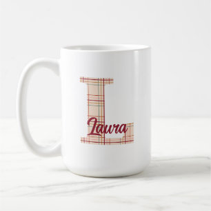Caneca De Café Monograma de xadrez de Natal personalizado