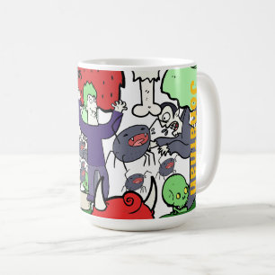 Caneca De Café Monograma desenho animado fofo de aniversário colo