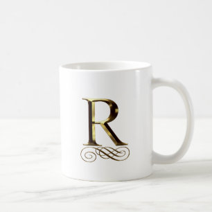Caneca De Café Monograma do ouro" R" do VIP