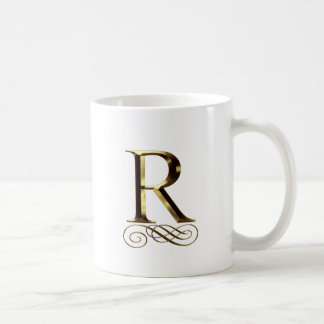 Caneca De Café Monograma do ouro" R" do VIP