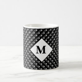 Caneca De Café Monograma do padrão preto e branco