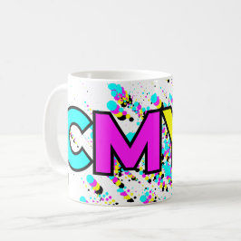 Caneca De Café Monograma do Splatter de Tinta CMYK