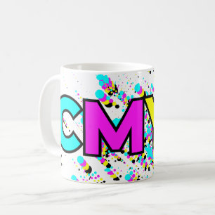 Caneca De Café Monograma do Splatter de Tinta CMYK