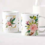 Caneca De Café Monograma Dourado Botânica Floral com Aquarela<br><div class="desc">Uma caneca de café personalizada com uma falsa letra de ouro "Z" monograma,  com ilustrações decorativas de cor d'água floral e folhagem. Personalize-o facilmente com seu nome ou crie um presente único para seus entes queridos.</div>