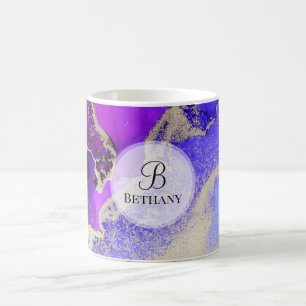 Caneca De Café Monograma Dourado, cor-de-rosa, Elegante
