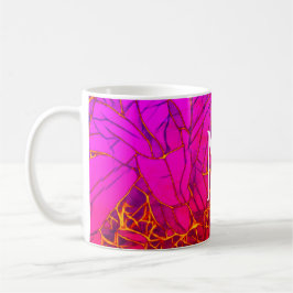 Caneca De Café Monograma Dourado De Flores Rosa E Falso