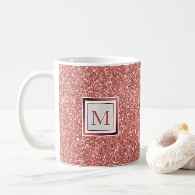 Caneca De Café Monograma Dourado de Rosa com cinzas (Com Donut)