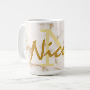 Caneca De Café Monograma Dourado e Inicial