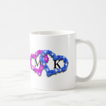 Monograma Duplo Floral Cor-de-Rosa e Azul para o D