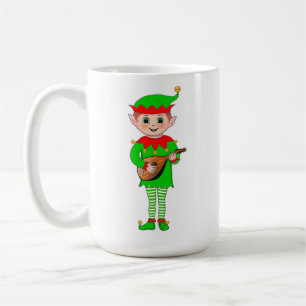 Caneca De Café Monograma e Elf Musical de Natal