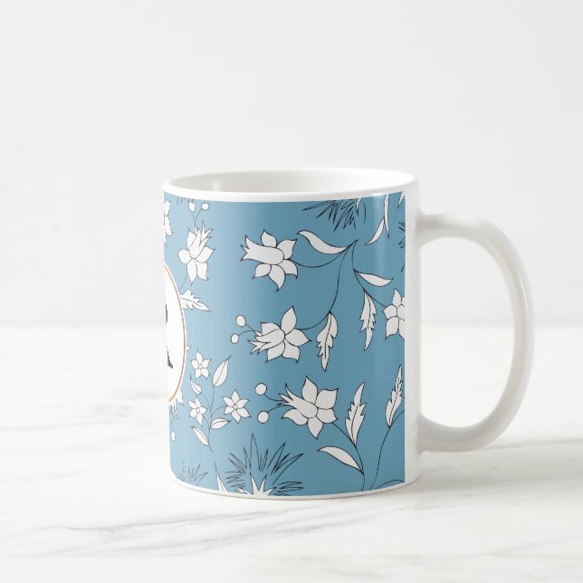 Caneca De Café monograma e flores (Direita)