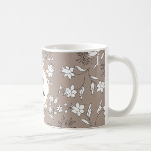 Caneca De Café monograma e flores