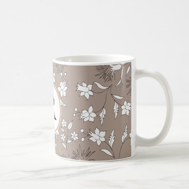 Caneca De Café monograma e flores (Direita)