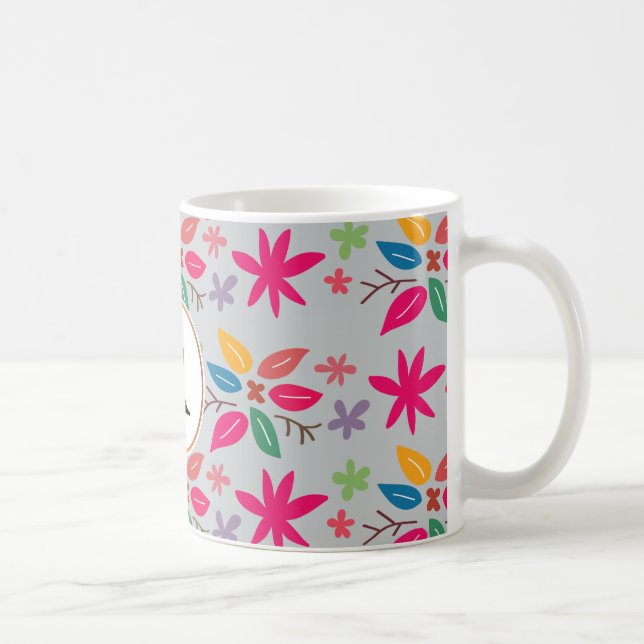 Caneca De Café monograma e folhas (Direita)
