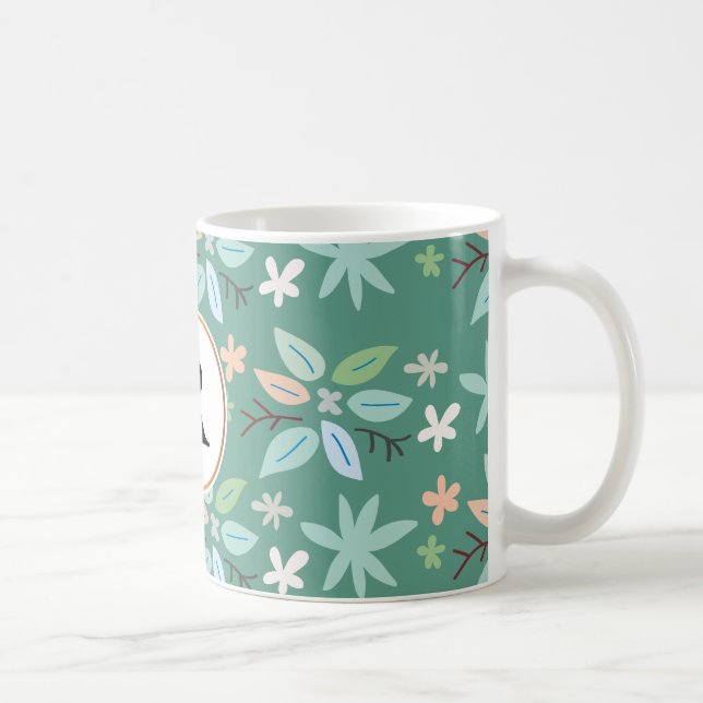 Caneca De Café monograma e folhas (Direita)