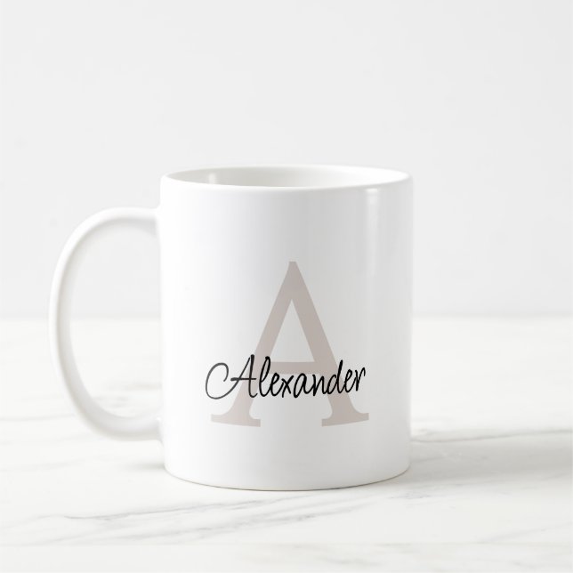 Caneca De Café Monograma e Nome com Letra Manual Moderna e Elegan (Esquerda)