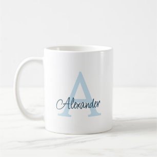 Caneca De Café Monograma e Nome de Script Manuscrito Moderno Eleg