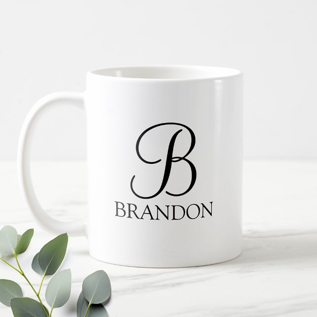 Caneca De Café Monograma e Nome de Script Personalizado (Criador carregado)
