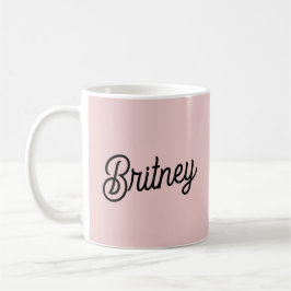 Caneca De Café Monograma e Nome Moderno Pink Pidroso Blush