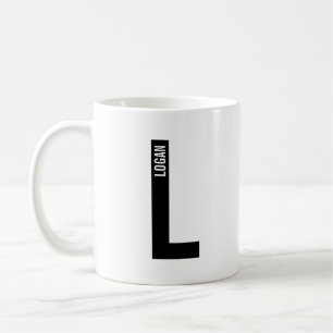 Caneca De Café Monograma e Nome Personalizados em Negrito Moderno
