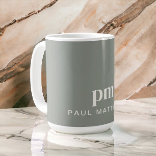 Caneca De Café Monograma e Nome Personalizados Mínimo Moderno Ver