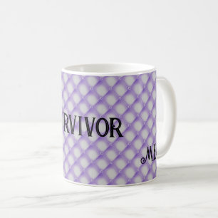 Caneca De Café Monograma e Sobrevivência, Padrão Tufado Roxo 11oz