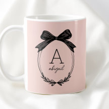 Monograma Elegante de Arco Preto Rosa Choque Chic