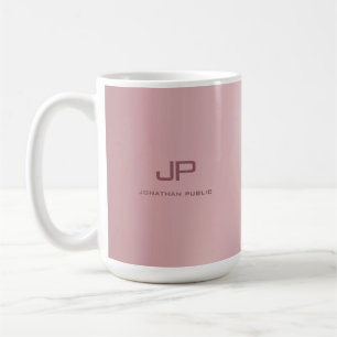Caneca De Café Monograma Elegante Dourado de Rosa personalizado