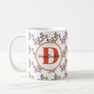 Caneca De Café monograma elegante mínimo bestfriendever floral