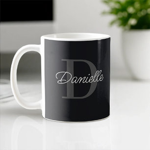 Caneca De Café Monograma Elegante Mínimo Personalizado Inicial