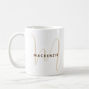 Caneca De Café Monograma Elegante Nome Simples Moderno