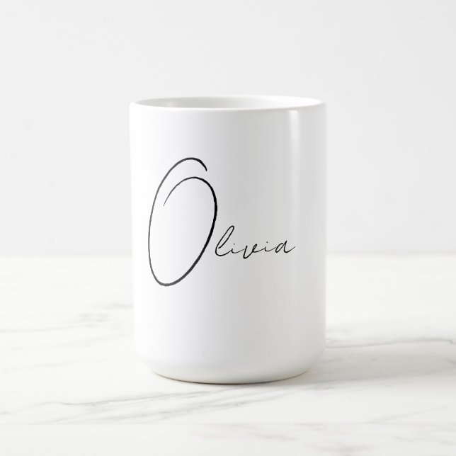 Caneca De Café Monograma Elegante Personalizado (Centro)