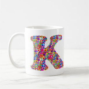 Caneca De Café Monograma enchido do divertimento coração dinâm
