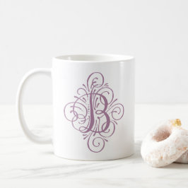Caneca De Café Monograma Enfeite com Floreio Personalizado