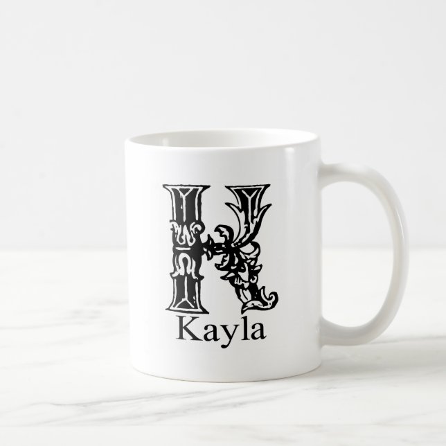 Caneca De Café Monograma extravagante: Kayla (Direita)